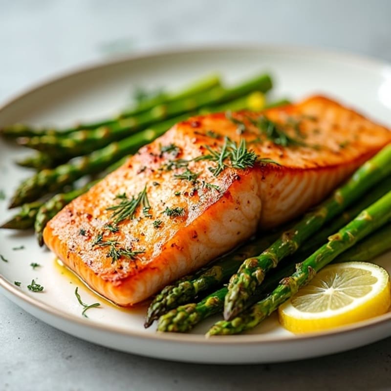 Flaky Lemon-Dill Roasted Salmon with Crispy Asparagus