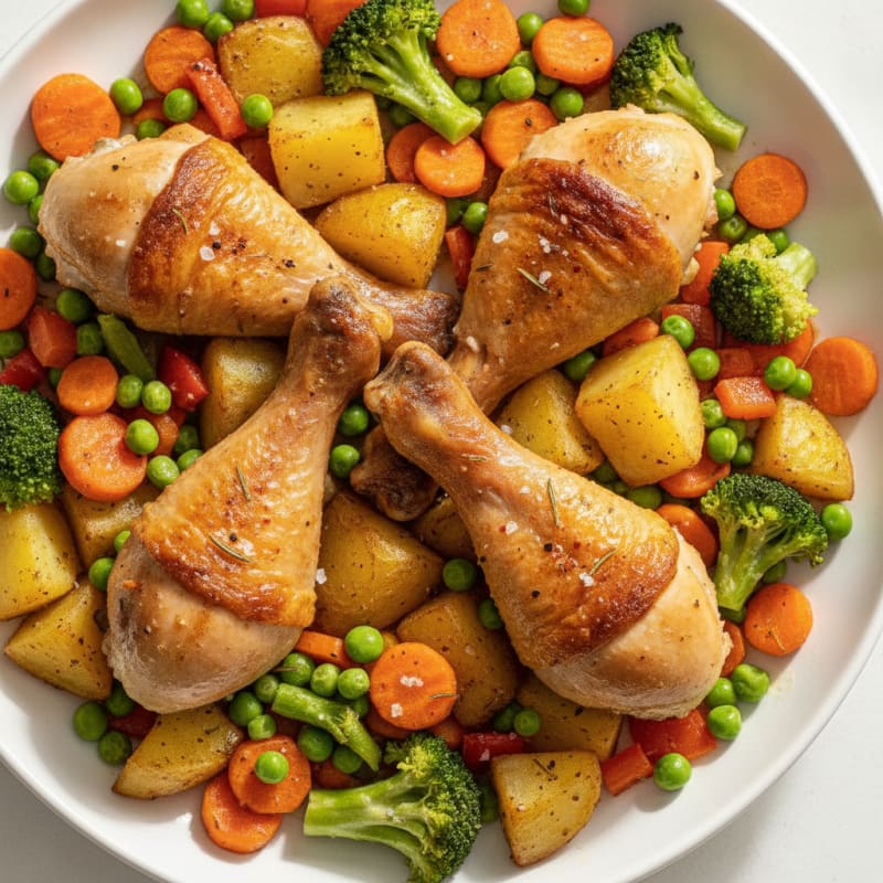 Roasted Chicken Drumsticks and Root Vegetables