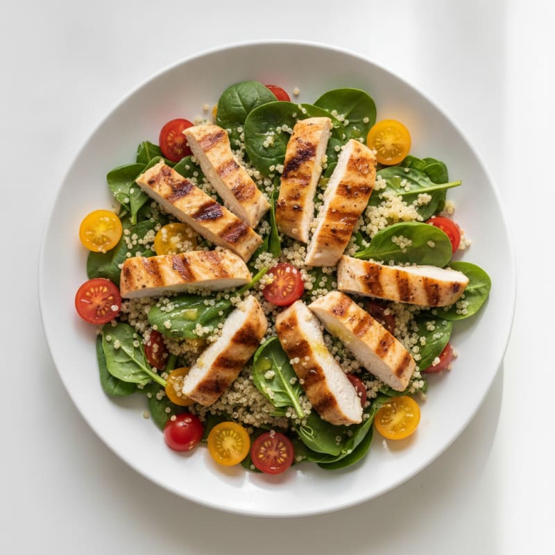 Grilled Chicken and Quinoa Salad with Spinach