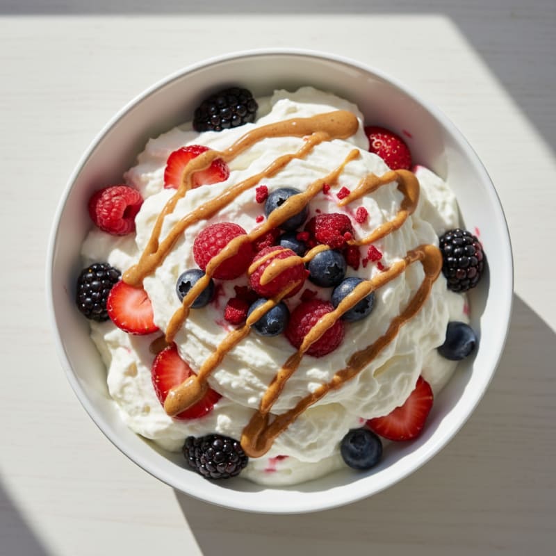 Greek Yogurt Protein Mousse with Mixed Berries