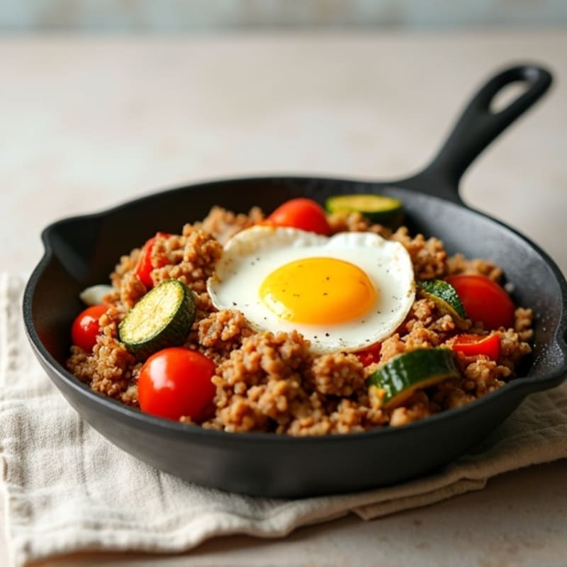 Savory Ground Turkey and Roasted Vegetable Skillet