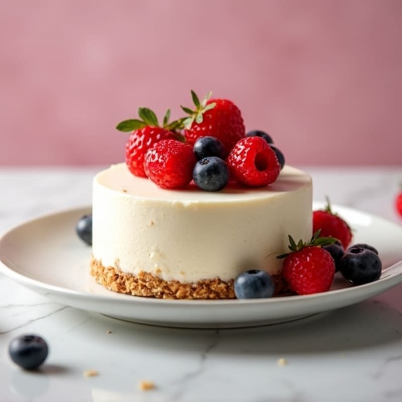 Greek Yogurt Protein Cheesecake with Mixed Berries
