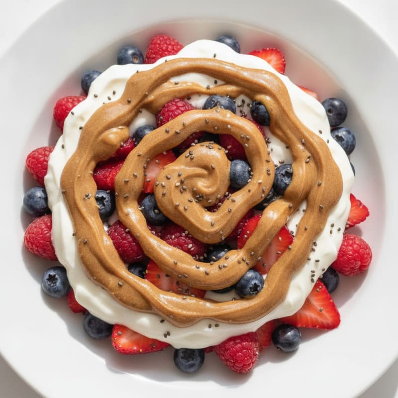 Greek Yogurt Parfait with Mixed Berries and Almond Butter