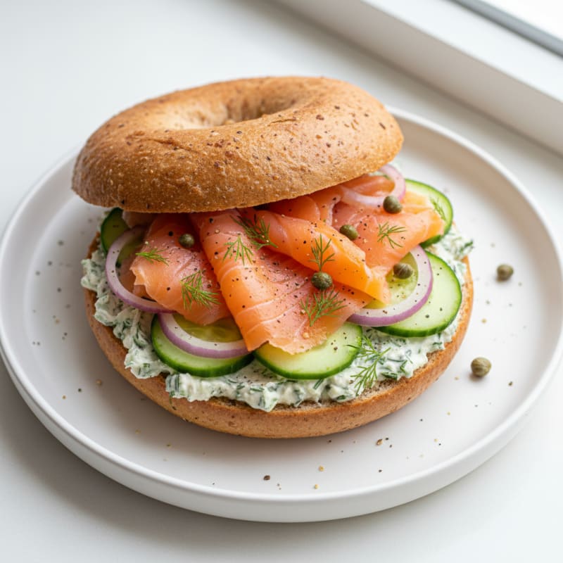 Smoked Salmon Bagel with Dill Cream Cheese