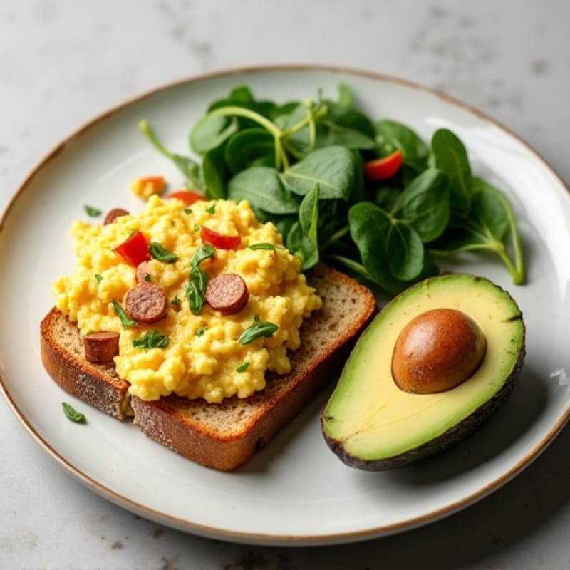 Egg White Scramble with Turkey Sausage and Spinach