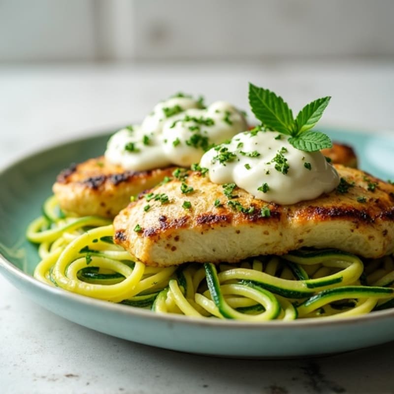 Creamy Pesto Chicken with Zucchini Noodles