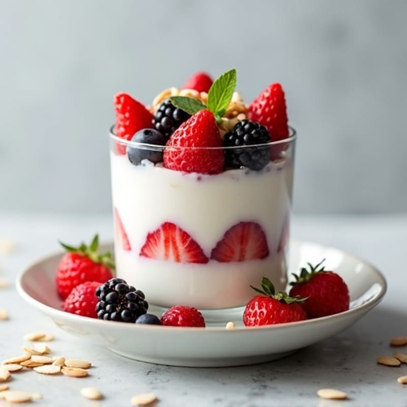 Greek Yogurt Protein Parfait with Mixed Berries and Almonds