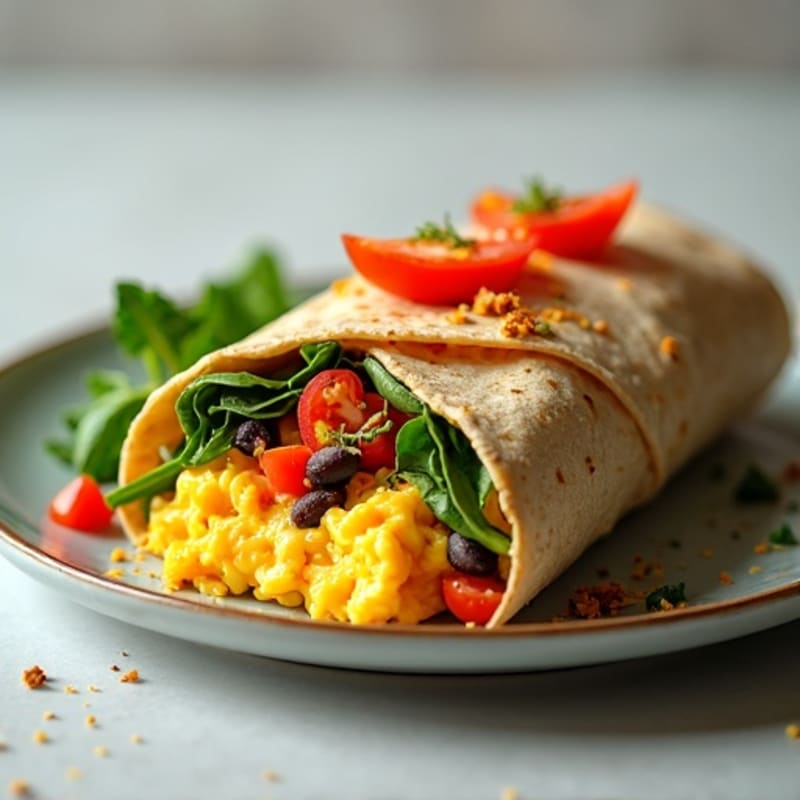 Loaded Scrambled Egg and Black Bean Whole Wheat Burrito