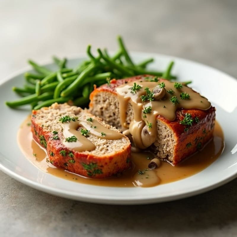 Lean Turkey-Mushroom Meatloaf with Herb Gravy