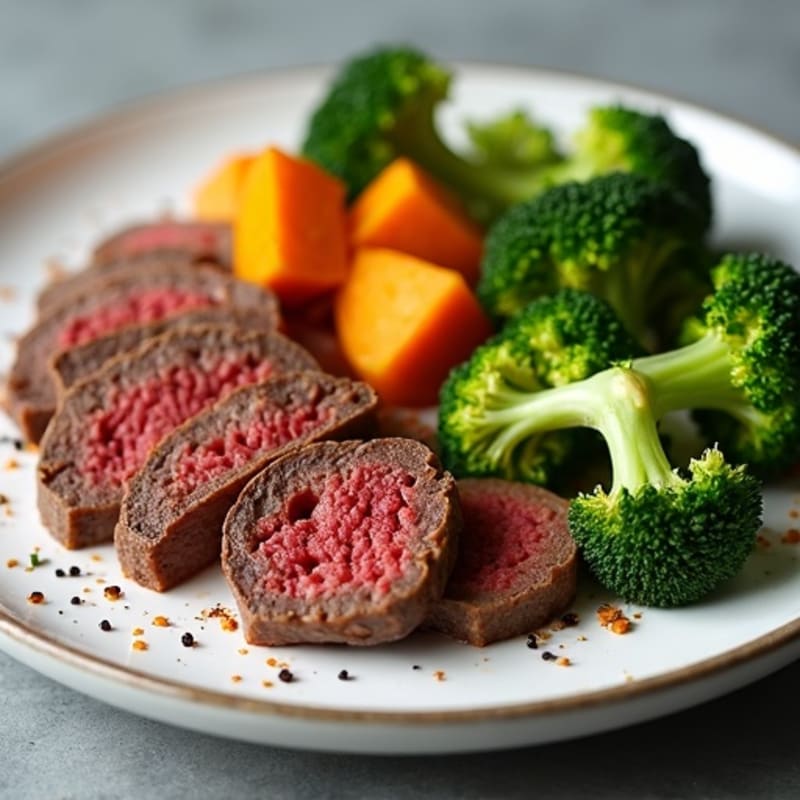 Lean Minced Beef with Roasted Sweet Potato and Crispy Broccoli