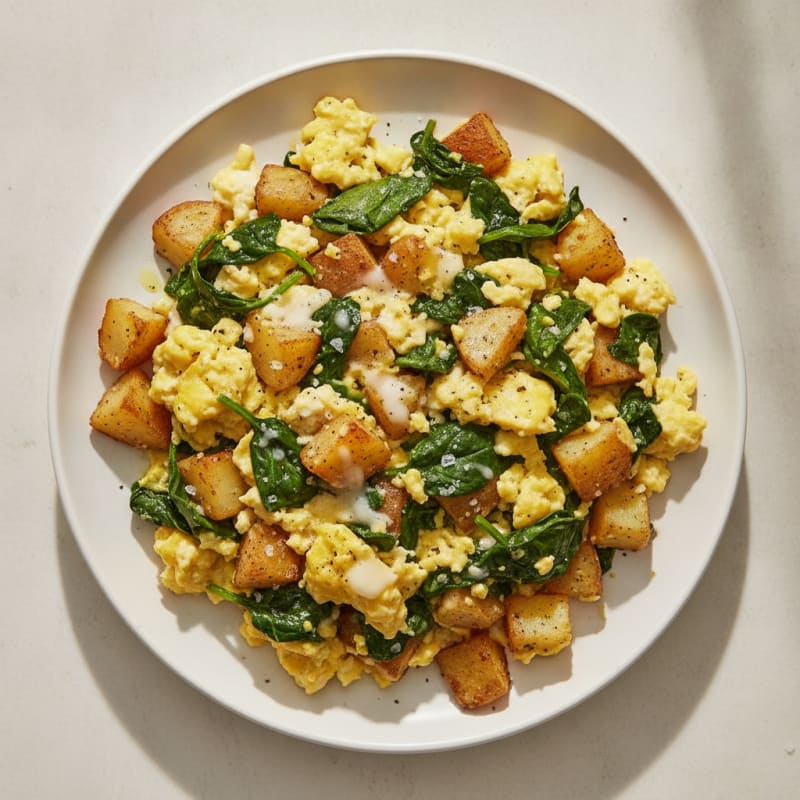 Spinach and Potato Egg Scramble