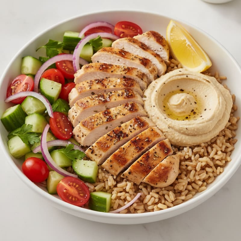 Chicken and Hummus Grain Bowl