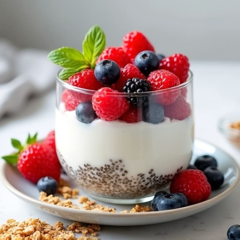 Creamy Greek Yogurt Parfait with Chia Seeds and Mixed Berries