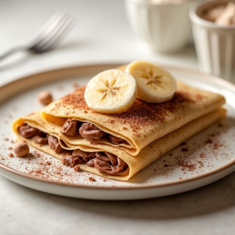 Protein-Rich Whole Wheat Crepes with Creamy Banana Chocolate Hazelnut Filling