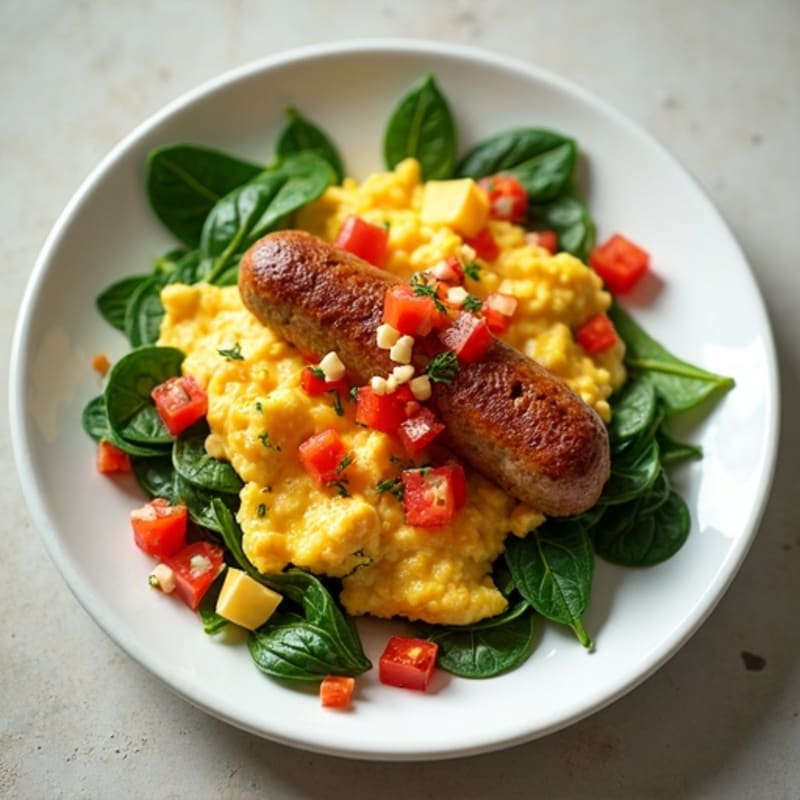 Egg White and Turkey Sausage Scramble with Spinach