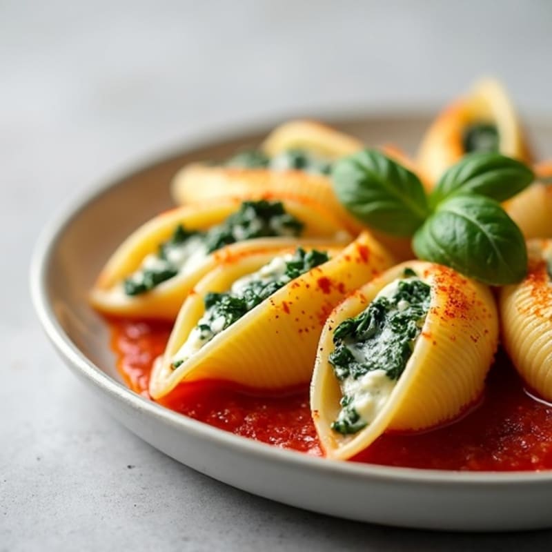 Creamy Ricotta-Spinach Stuffed Pasta Shells