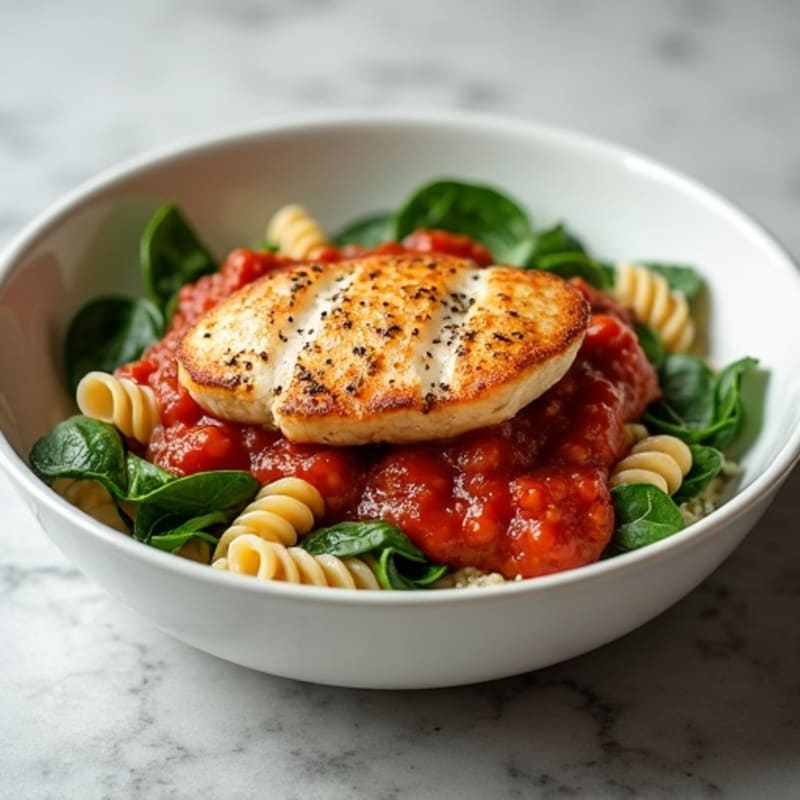 Lean Chicken Pasta with Fresh Spinach and Hearty Marinara