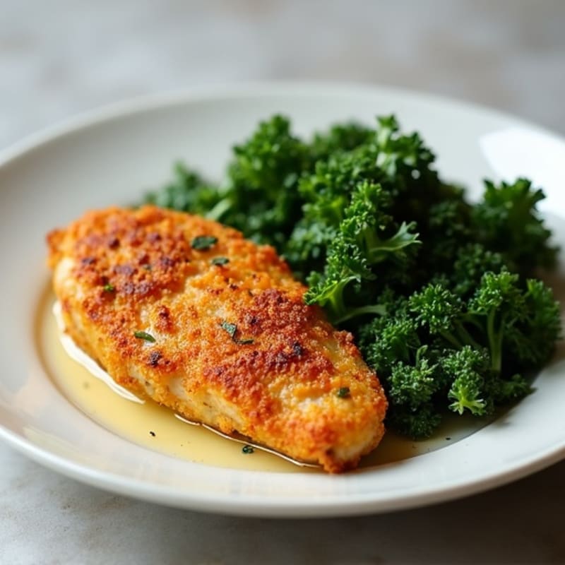 Crispy Pan-Seared Chicken with Garlicky Sautéed Greens