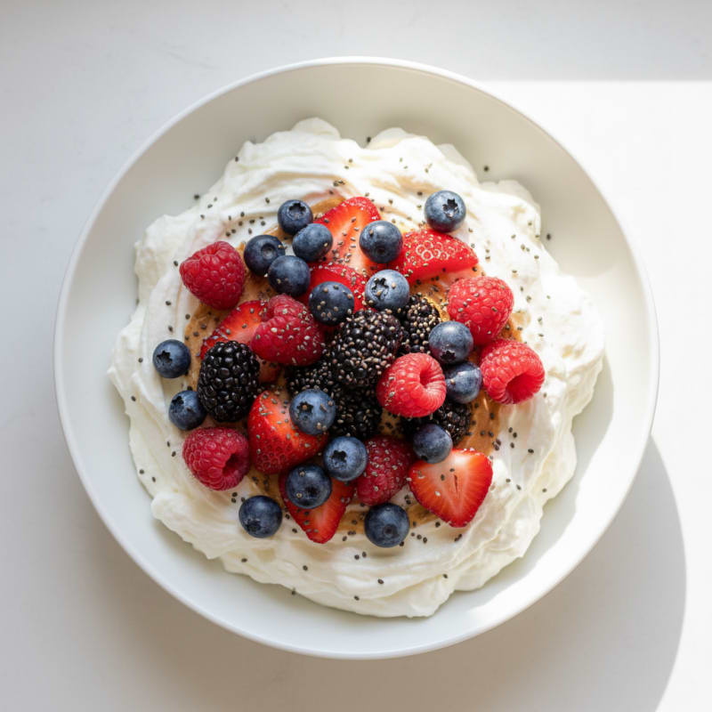 Silky Greek Yogurt Protein Pudding with Mixed Berries