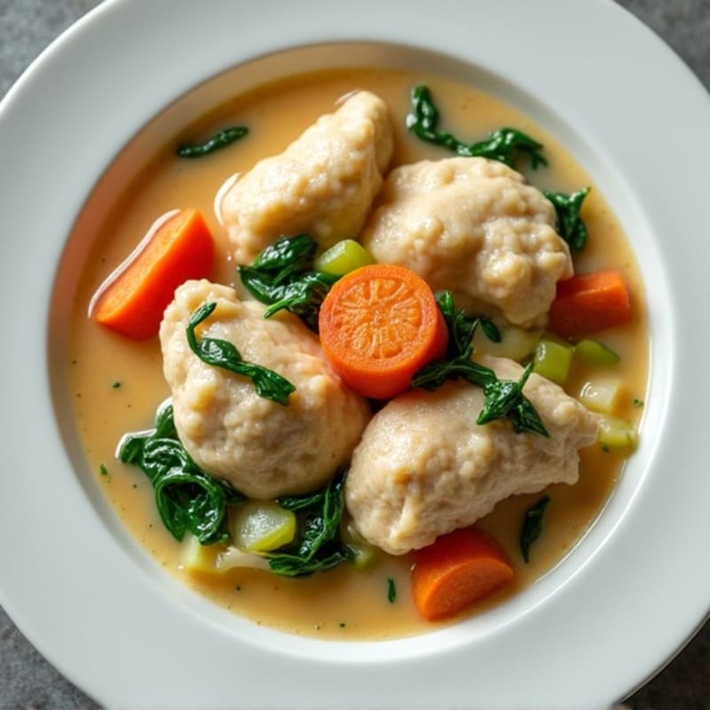 Creamy Chicken and Vegetable Stew with Fluffy Dumplings
