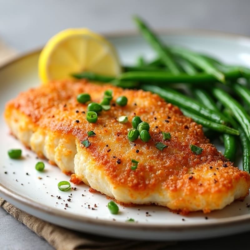 Crispy Pan-Seared Basa with Garlicky Green Beans