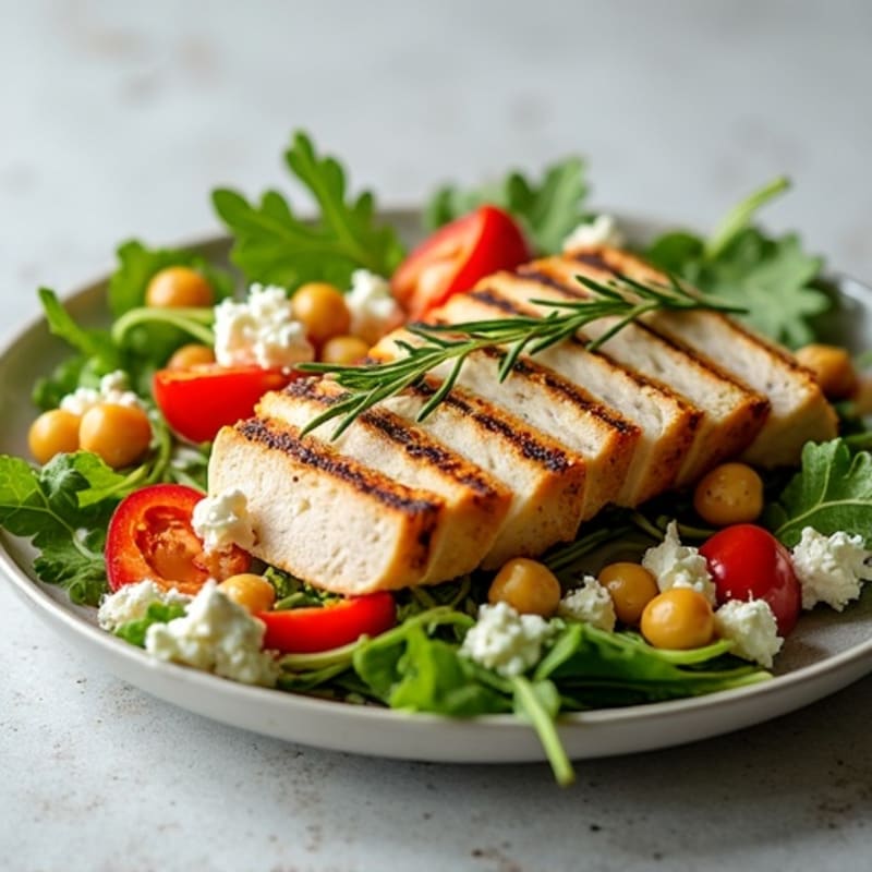 Grilled Turkey Breast Salad with Roasted Red Peppers and Feta