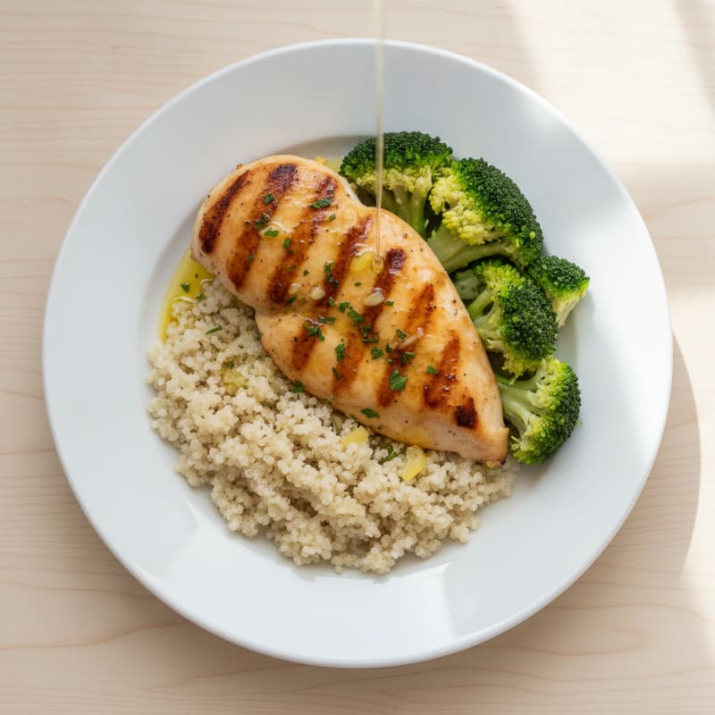 Grilled Chicken Breast with Quinoa and Steamed Broccoli