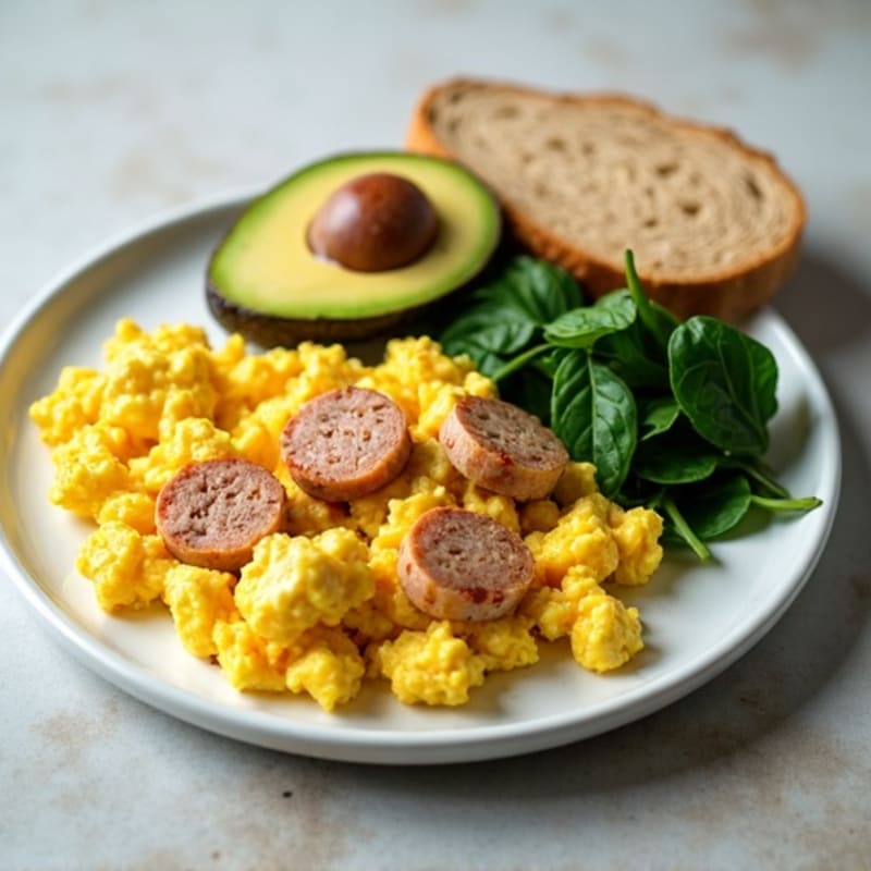 Egg White and Turkey Sausage Scramble with Spinach
