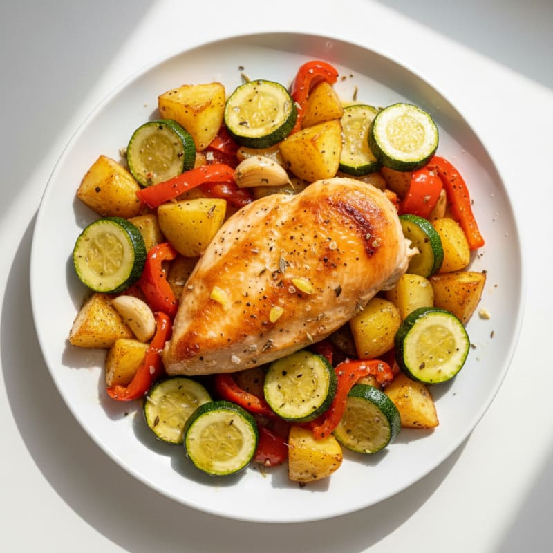 Lemon-Herb Roasted Chicken with Garden Vegetables