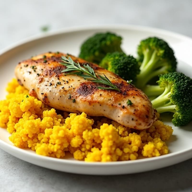 Herb-Roasted Chicken with Turmeric Cauliflower Rice