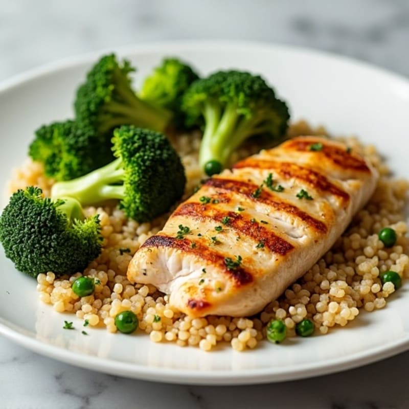 Grilled Chicken Breast with Quinoa and Steamed Broccoli