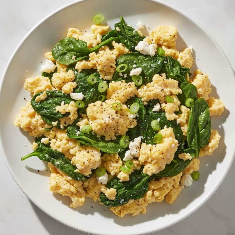 Savory Scrambled Eggs with Spinach and Feta