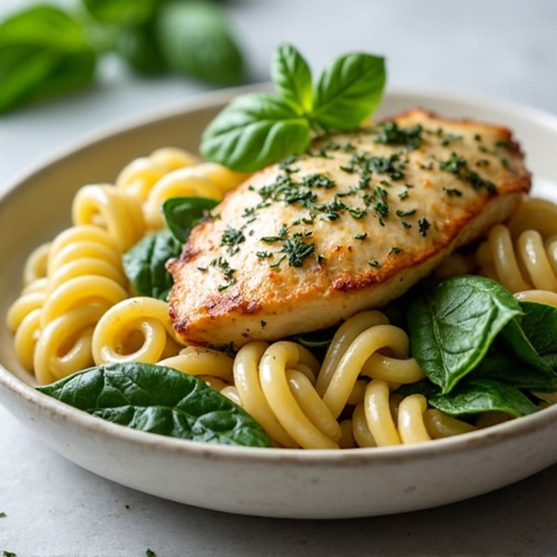 Creamy Herb-Roasted Chicken Pesto Pasta
