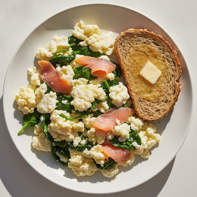 Egg White Scramble with Spinach and Smoked Salmon