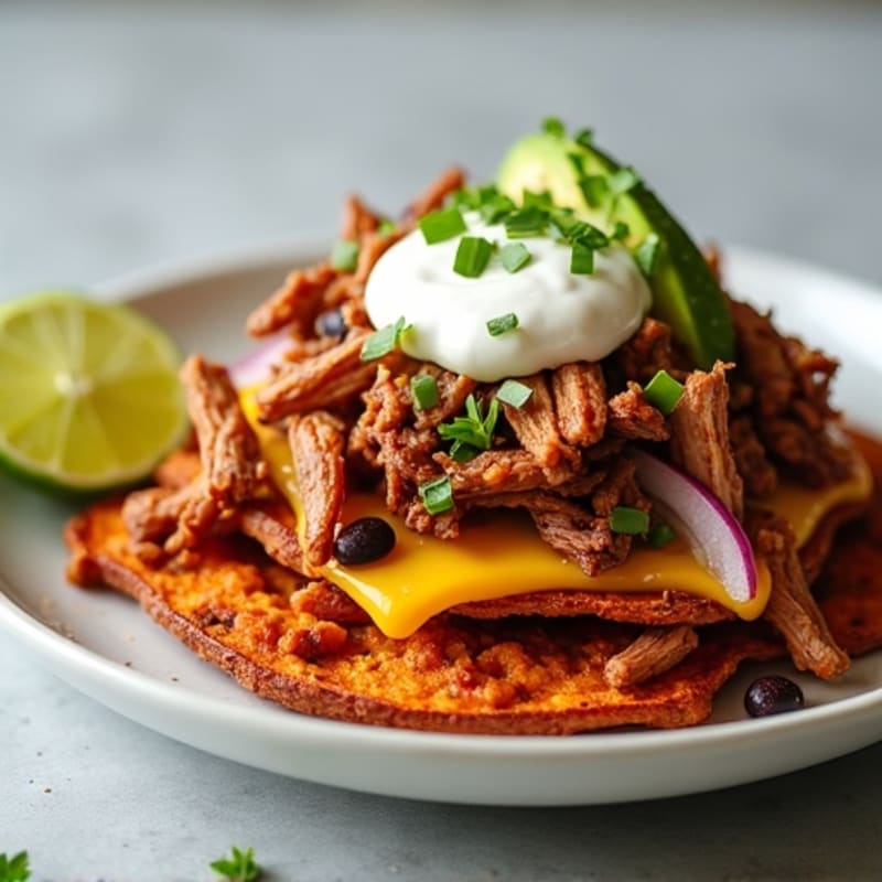 Smoky Pulled Pork with Crispy Sweet Potato Nachos