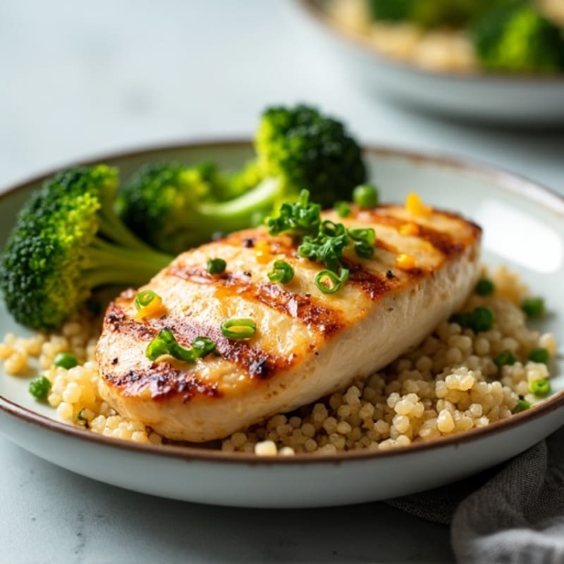 Grilled Chicken Breast with Roasted Broccoli and Quinoa