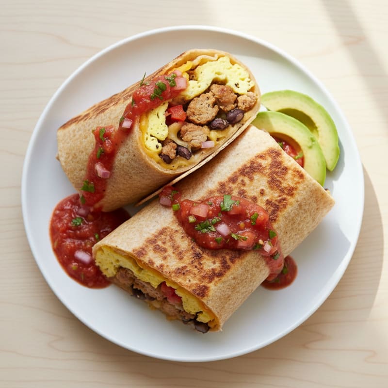 Loaded Breakfast Burritos with Salsa