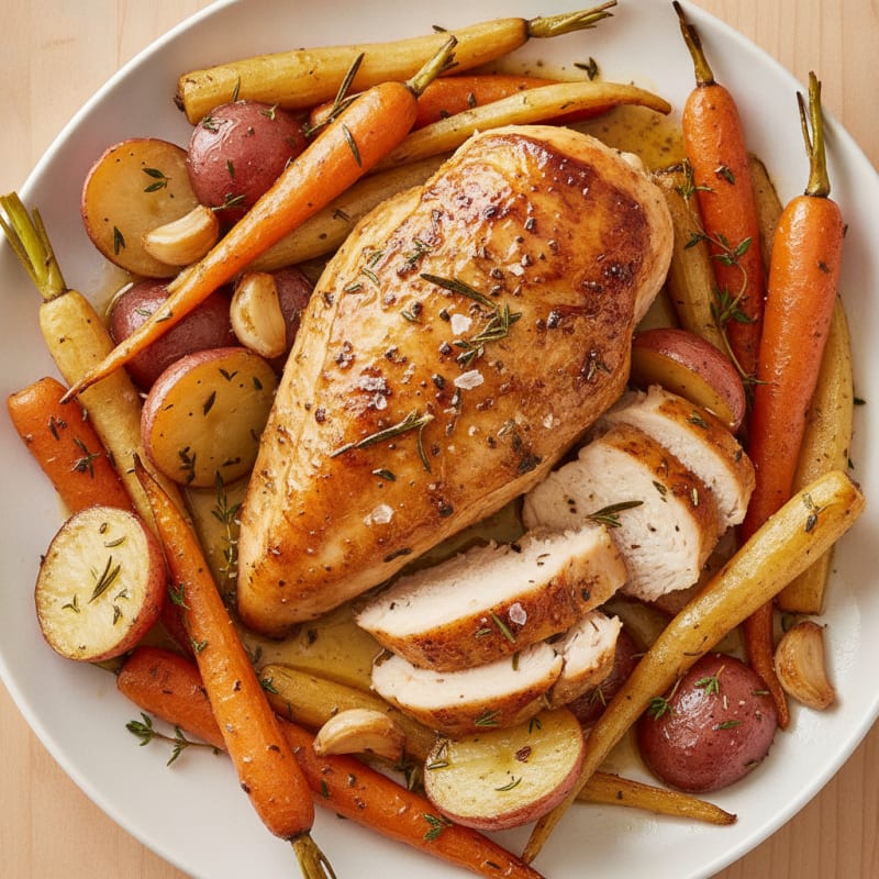 Garlic Herb Roasted Chicken with Root Vegetables