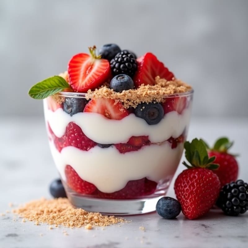 Greek Yogurt Protein Parfait with Mixed Berries and Almond Butter