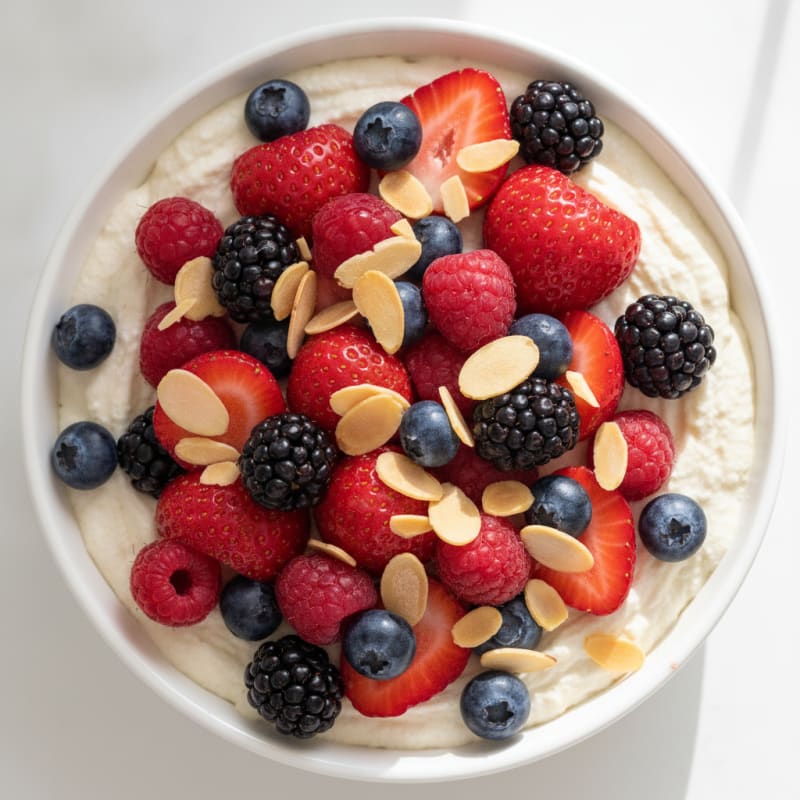 Greek Yogurt Protein Mousse with Mixed Berries