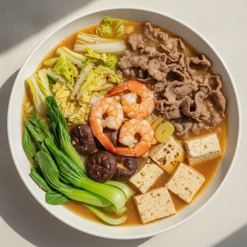 Savory Hotpot with Assorted Meats and Vegetables