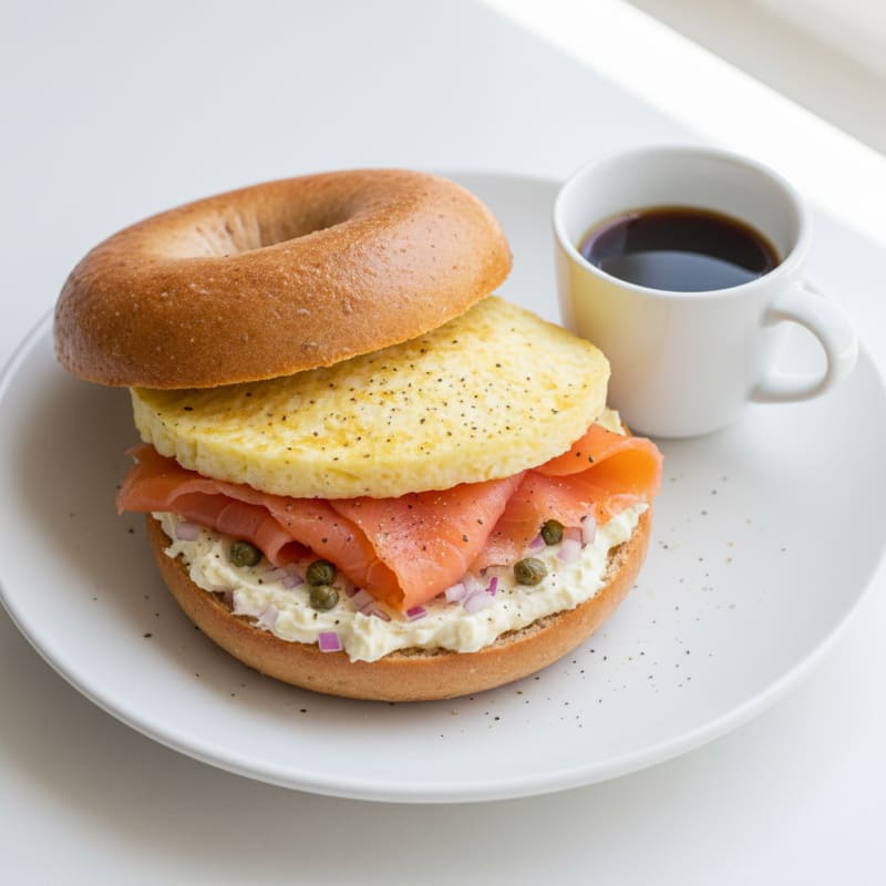 High-Protein Smoked Salmon Bagel Sandwich
