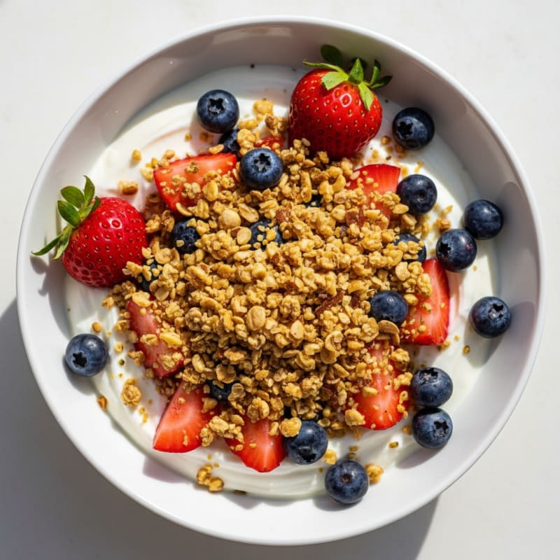 Silky Greek Yogurt Bowl with Mixed Berries and Protein Crunch