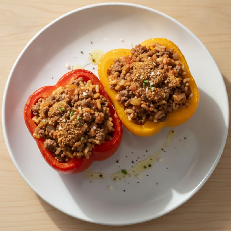 Beef and Rice Stuffed Bell Peppers