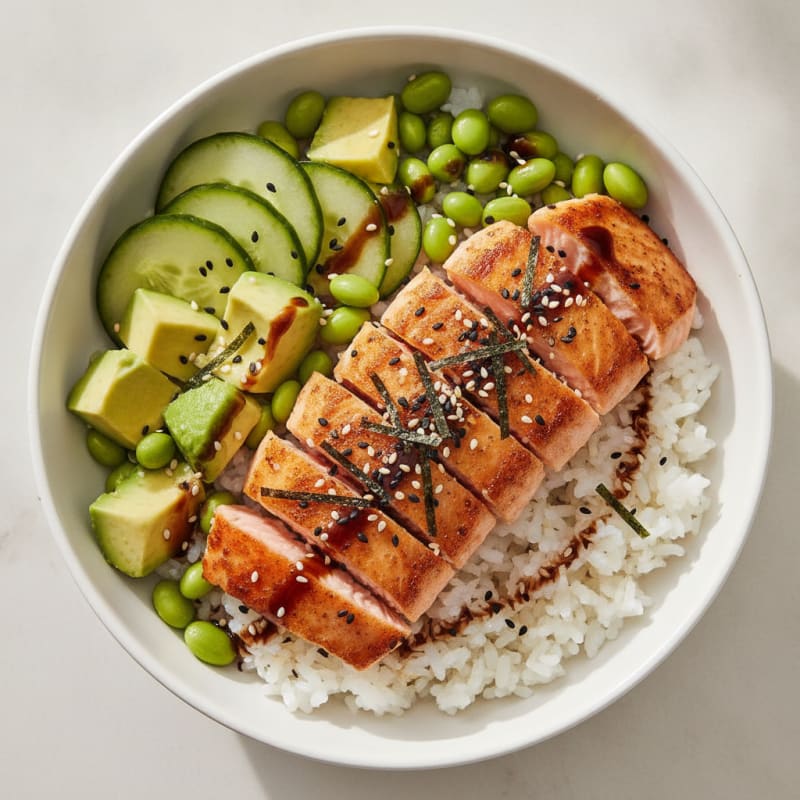 Sushi Rice Bowl with Salmon and Avocado
