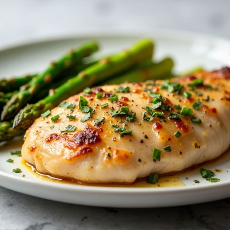 Garlic Herb Roasted Chicken with Crispy Asparagus