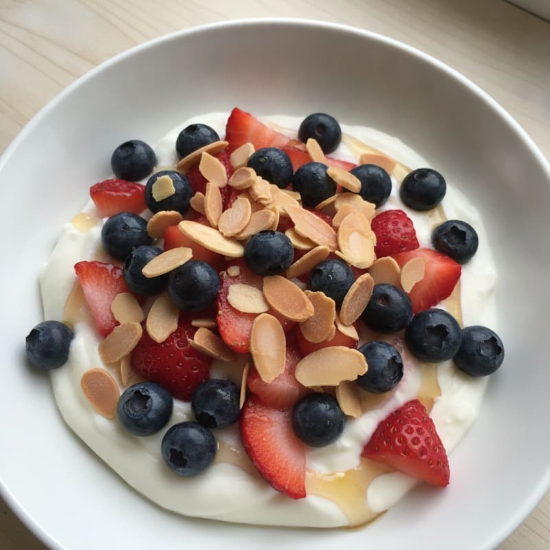 Greek Yogurt Protein Parfait with Berries and Almonds