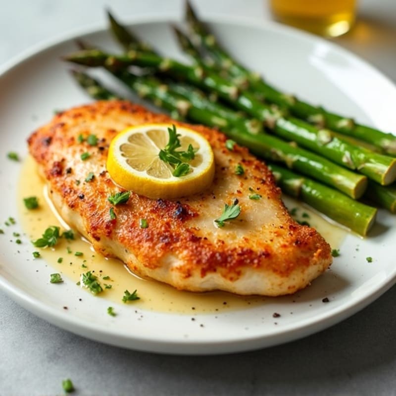 Crispy Lemon Pepper Chicken with Roasted Asparagus