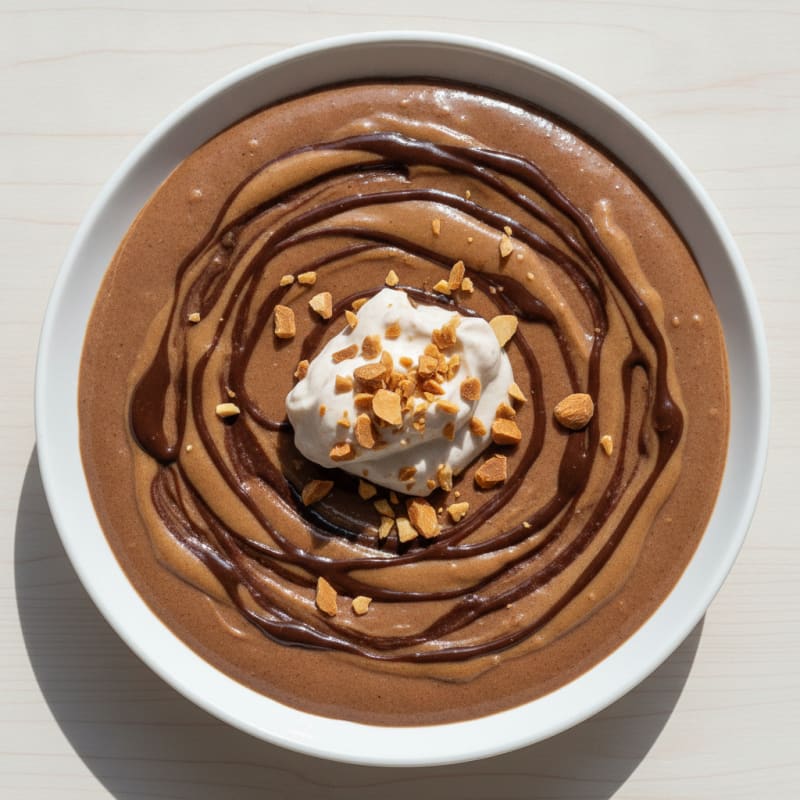 Silky Chocolate Protein Pudding with Almond Butter Swirl