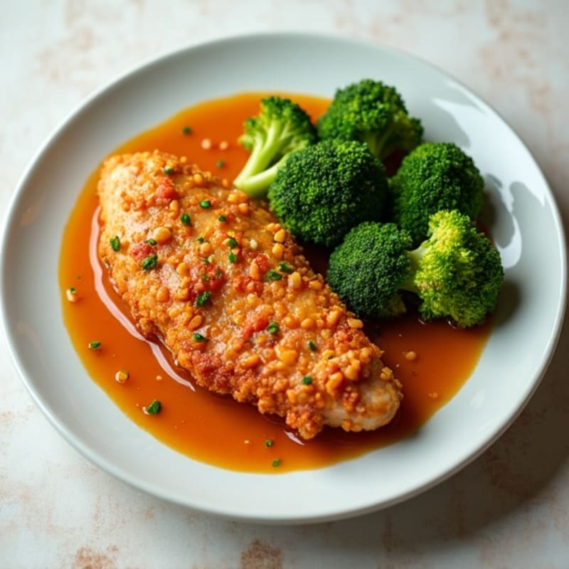 Crispy Orange Chicken with Steamed Broccoli